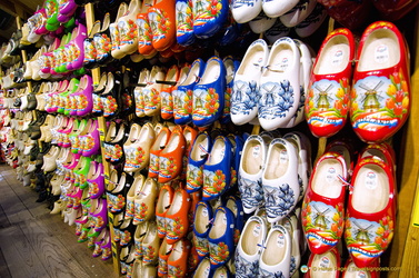 Shelves of clogs for sale